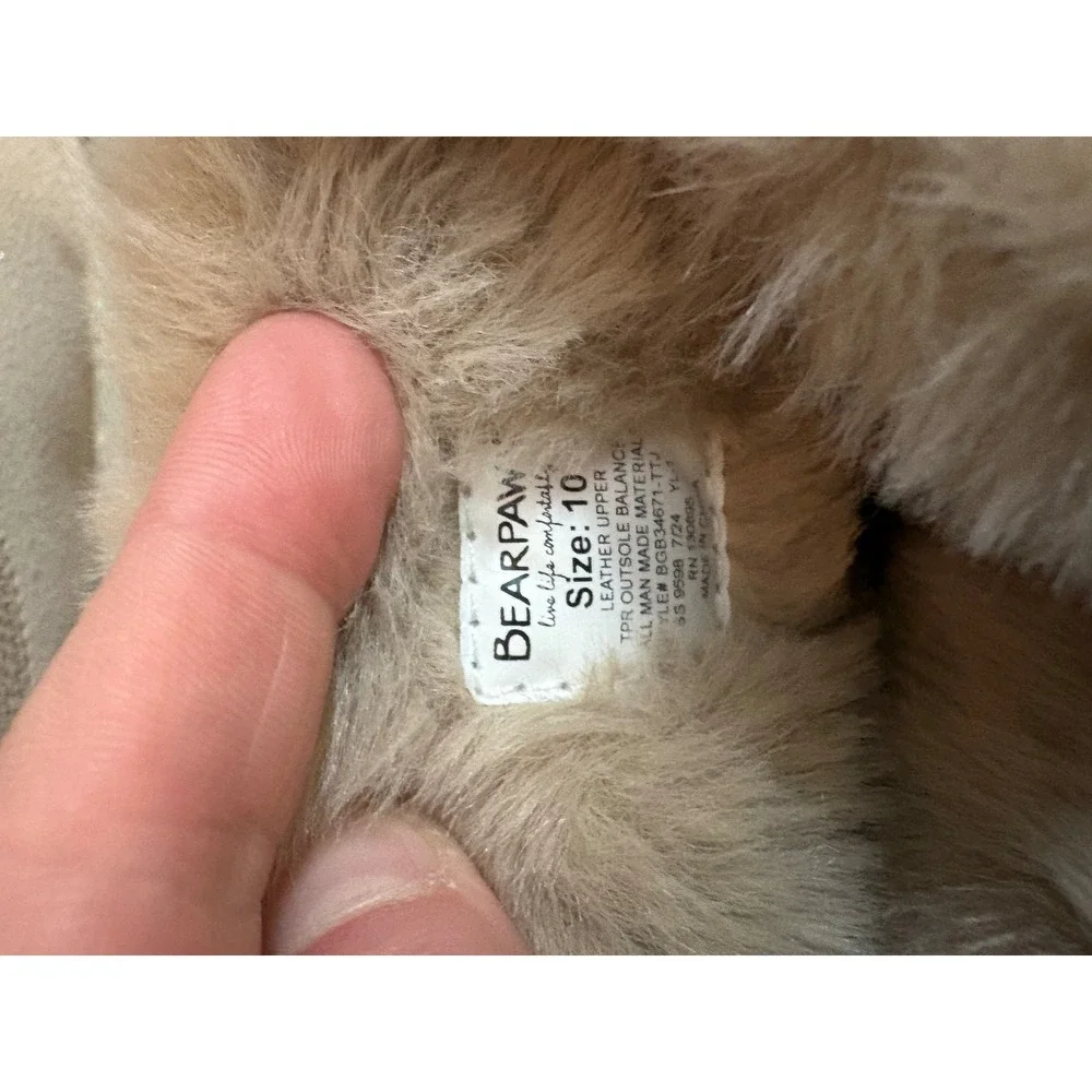 Bearpaw Kids Shimmer Suede Faux Fur Bow Boots Cream BGB34671-TTJ Size‎ 10 $65